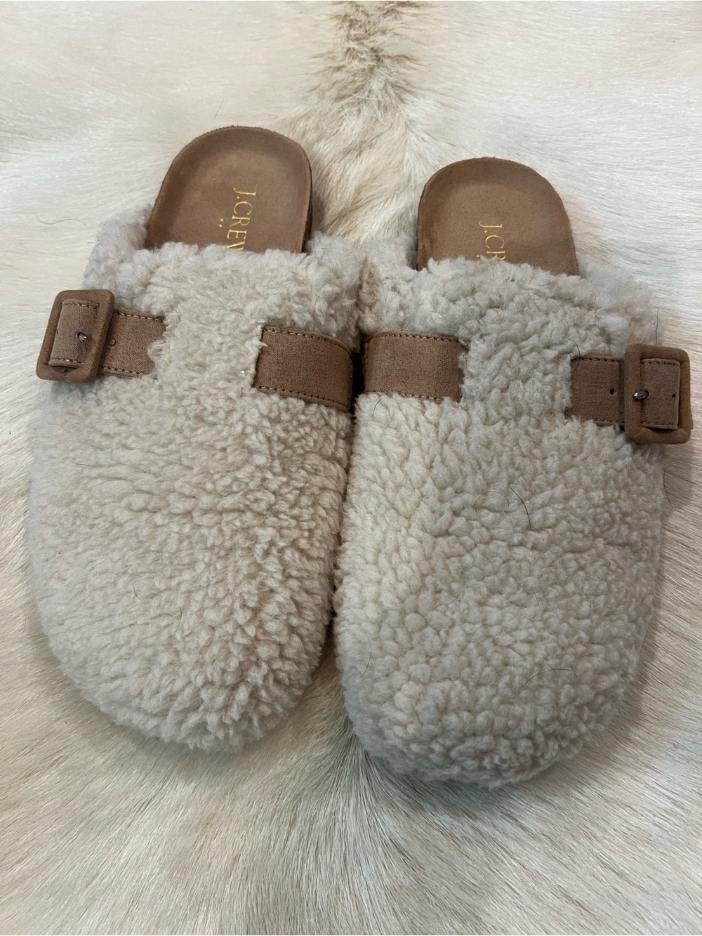 J CREW FACTORY Faux Shearling Mules, size 8